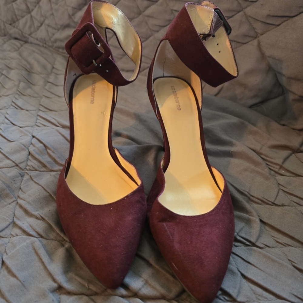 Liz Claiborne Maroon Heels with Ankle Strap